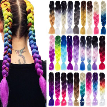 Low Price 24 Inch Ombre Red Purple Green PROTECTIVE STYLE LIGHTWEIGHT Jumbo Braids Hair Easy Braiding Synthetic Hair Extensions